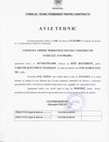 Consiliului Tehnic Permanent pentru Constructii – Coaxial Cables