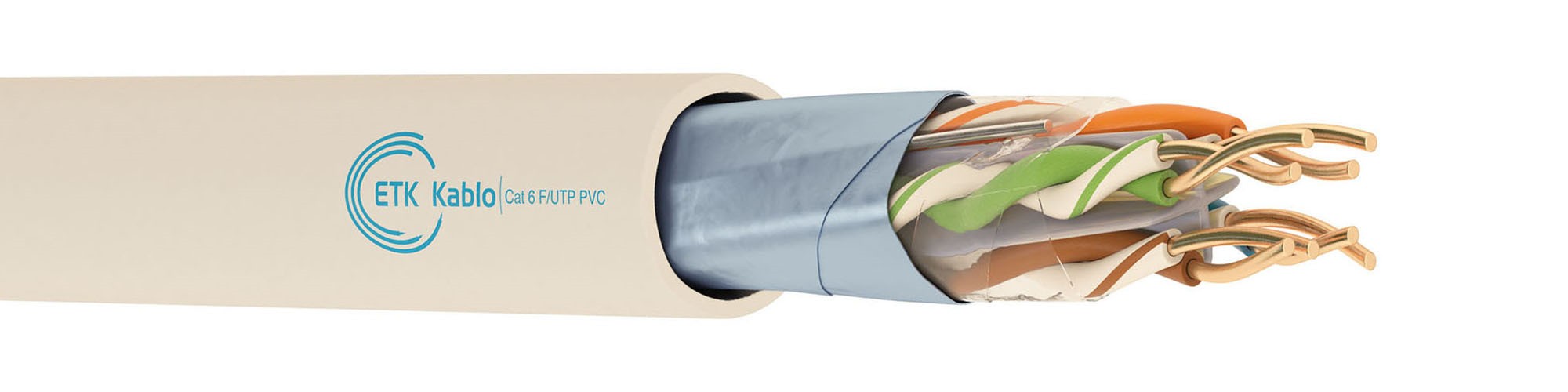 CAT 6 F/UTP PVC Ethernet Cable | ETK Kablo CAT 6 F/UTP PVC Ethernet cable – foil-screened overall (F) with unshielded twisted pairs (UTP) and PVC jacket, up to 1 Gbps / 250 MHz for indoor network installations – ETK Kablo