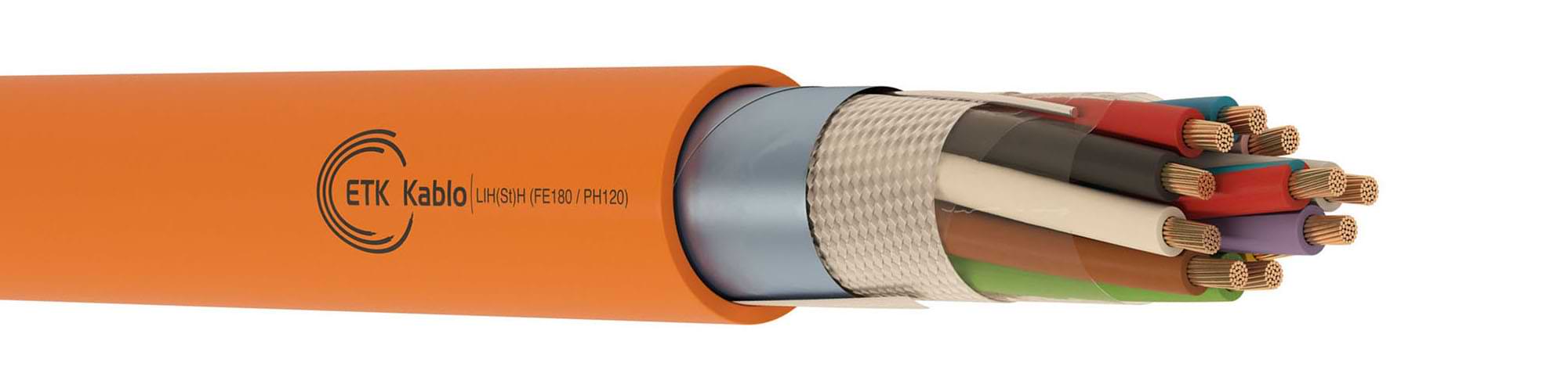 LIH(St)H FE180 PH120 Fire Resistant Cable | ETK Kablo LIH(St)H FE180 PH120 fire resistant cable – halogen-free HFFR jacket, circuit integrity up to 120 min & insulation integrity 180 min – ETK Kablo