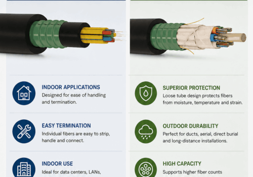 ETK Kablo tight-buffered fiber cable vs loose-tube fiber cable comparison for indoor, outdoor, data center and telecom applications