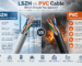 LSZH vs PVC cable comparison showing differences in smoke emission, halogen content, corrosive gases, flexibility, cost and typical applications.