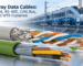 Railway data cables infographic showing Ethernet, RS-485, CAN Bus, MVB and WTB communication with screened copper cable constructions for rolling stock and onboard train networks.