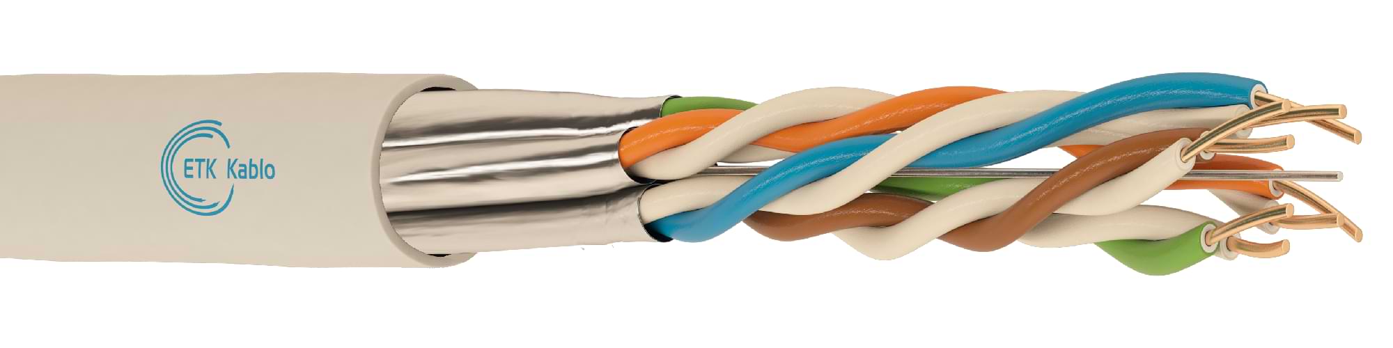 CAT 6A U/FTP LSOH Ethernet Kablo | ETK Kablo CAT 6A U/FTP LSOH Ethernet kablo – her çift folyo ekranlı, halojensiz LSZH dış kılıf, 10 Gigabit ağlar için tasarlanmış – ETK Kablo