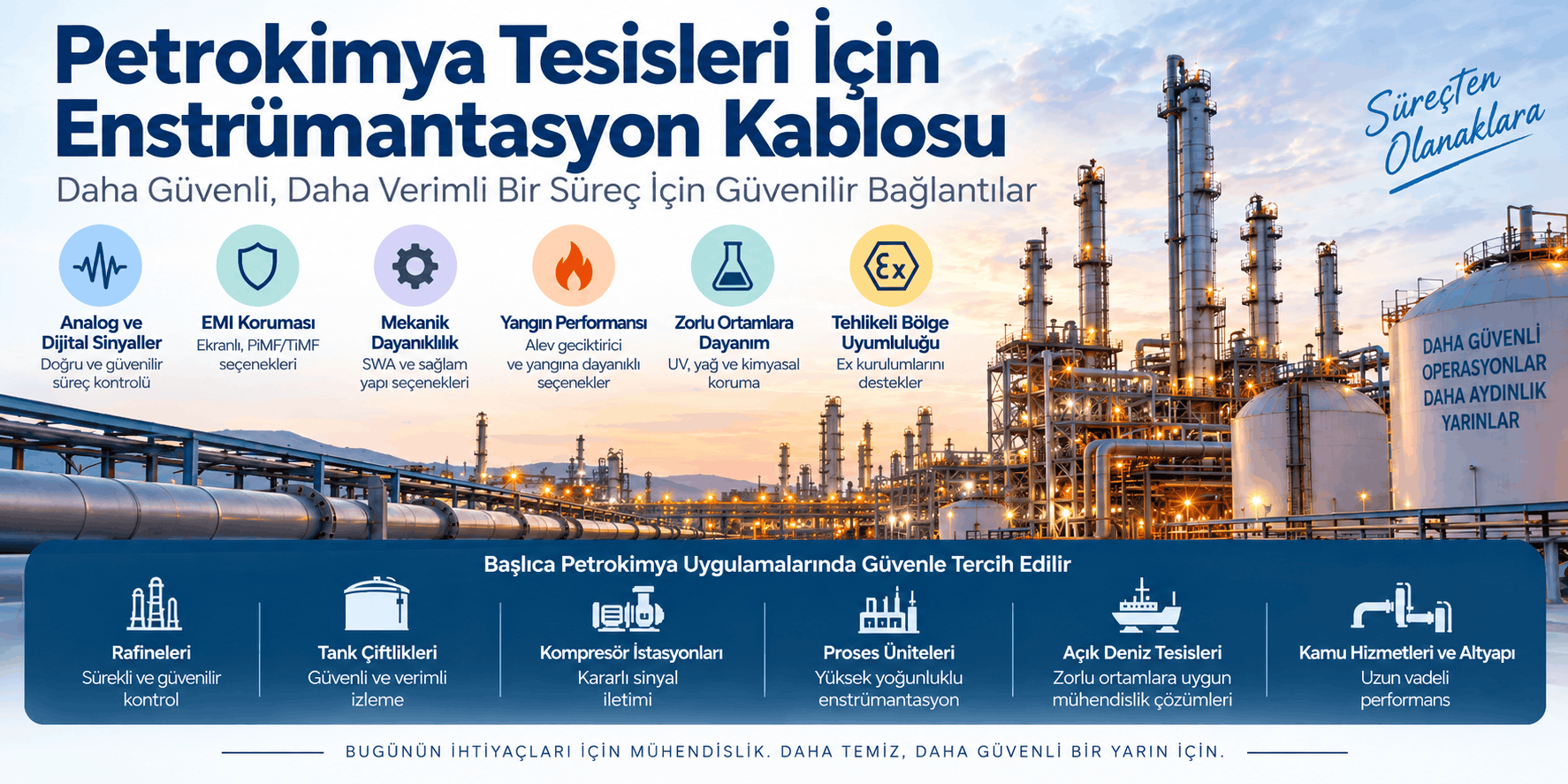 Petrokimya enstrümantasyon kablosu seçiminde çift ve üçlü yapı, PiMF TiMF ekranlama, SWA zırh ve tehlikeli bölge kriterleri